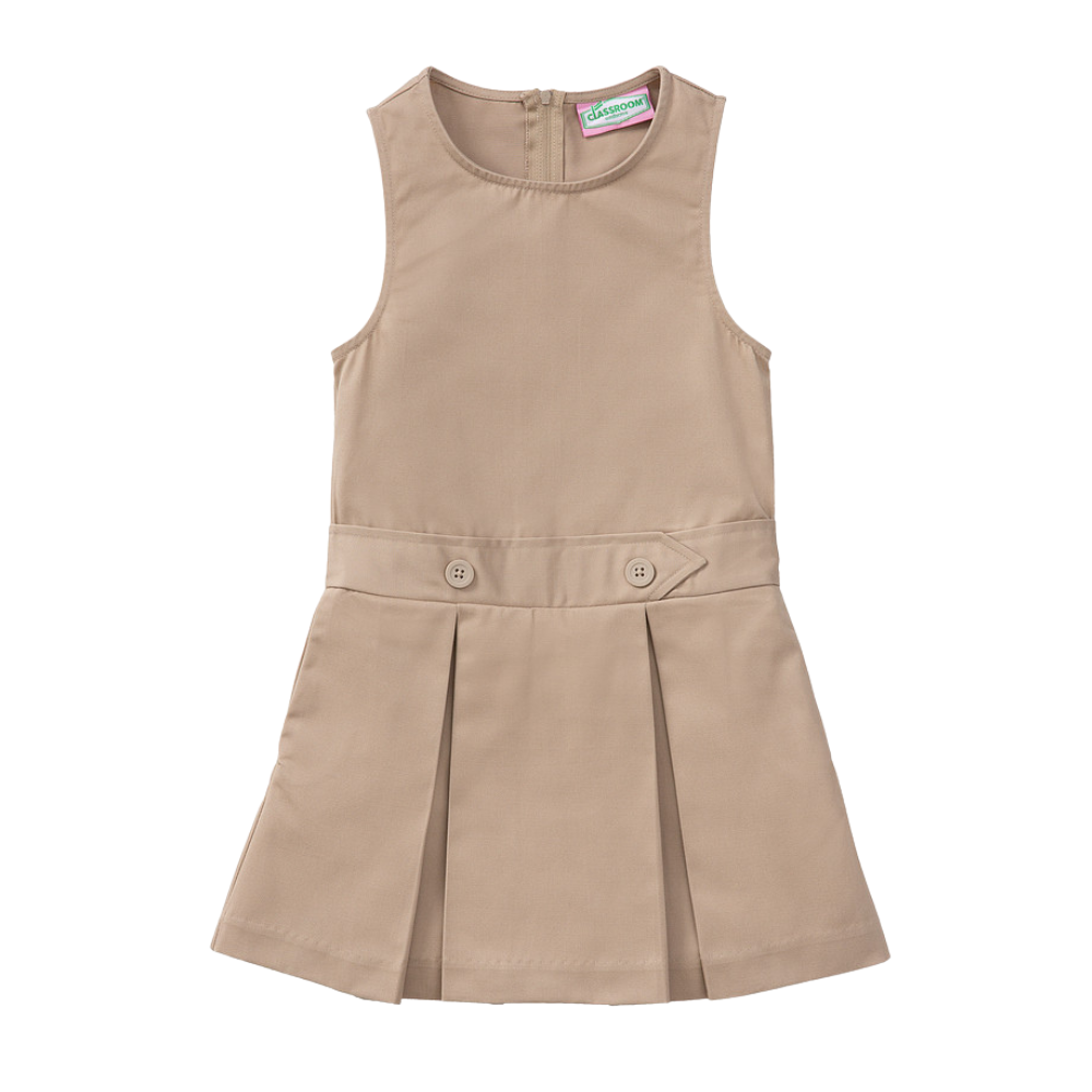 Classroom Female Kick Pleat Jumper in Khaki