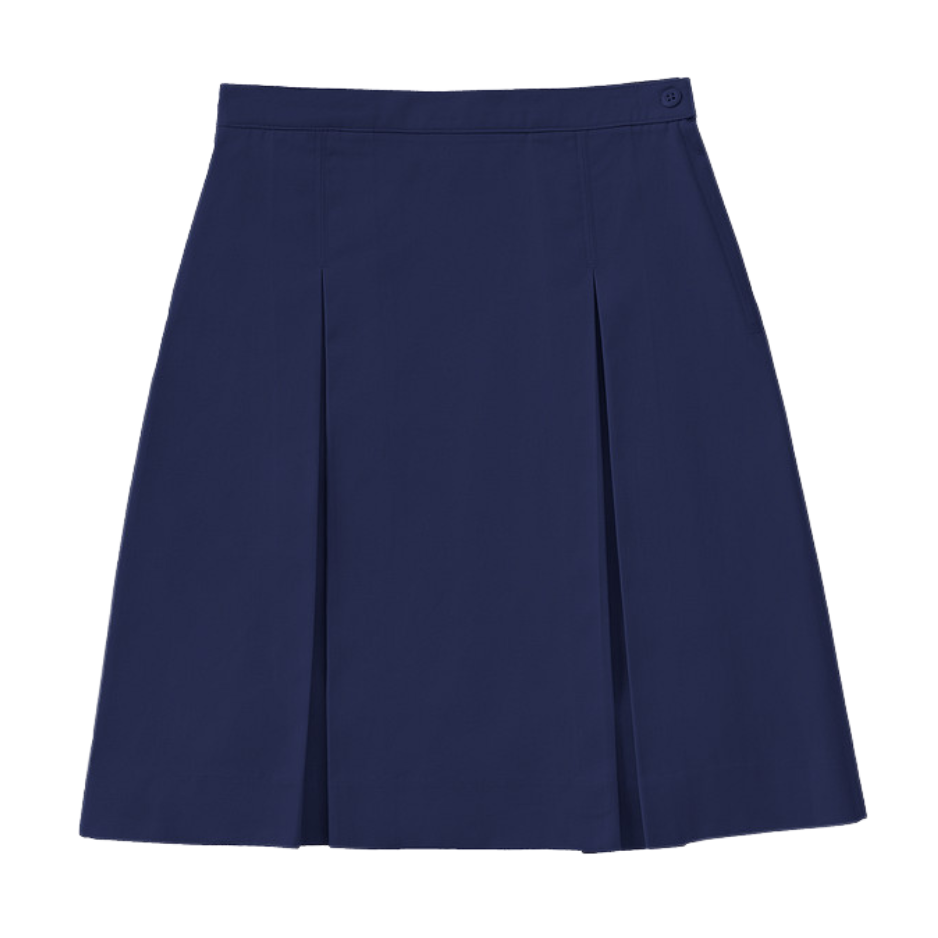Classroom Female Longer Length Kick Pleat Skirt in Dark Navy