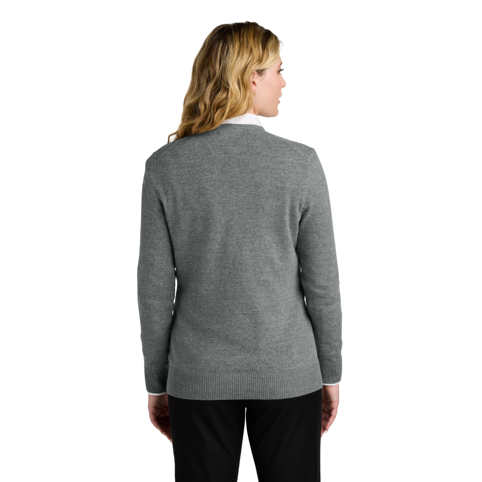 Center for Lifetime Health Women’s Easy Care V-Neck Sweater with Embroidered Logo on Left Chest
