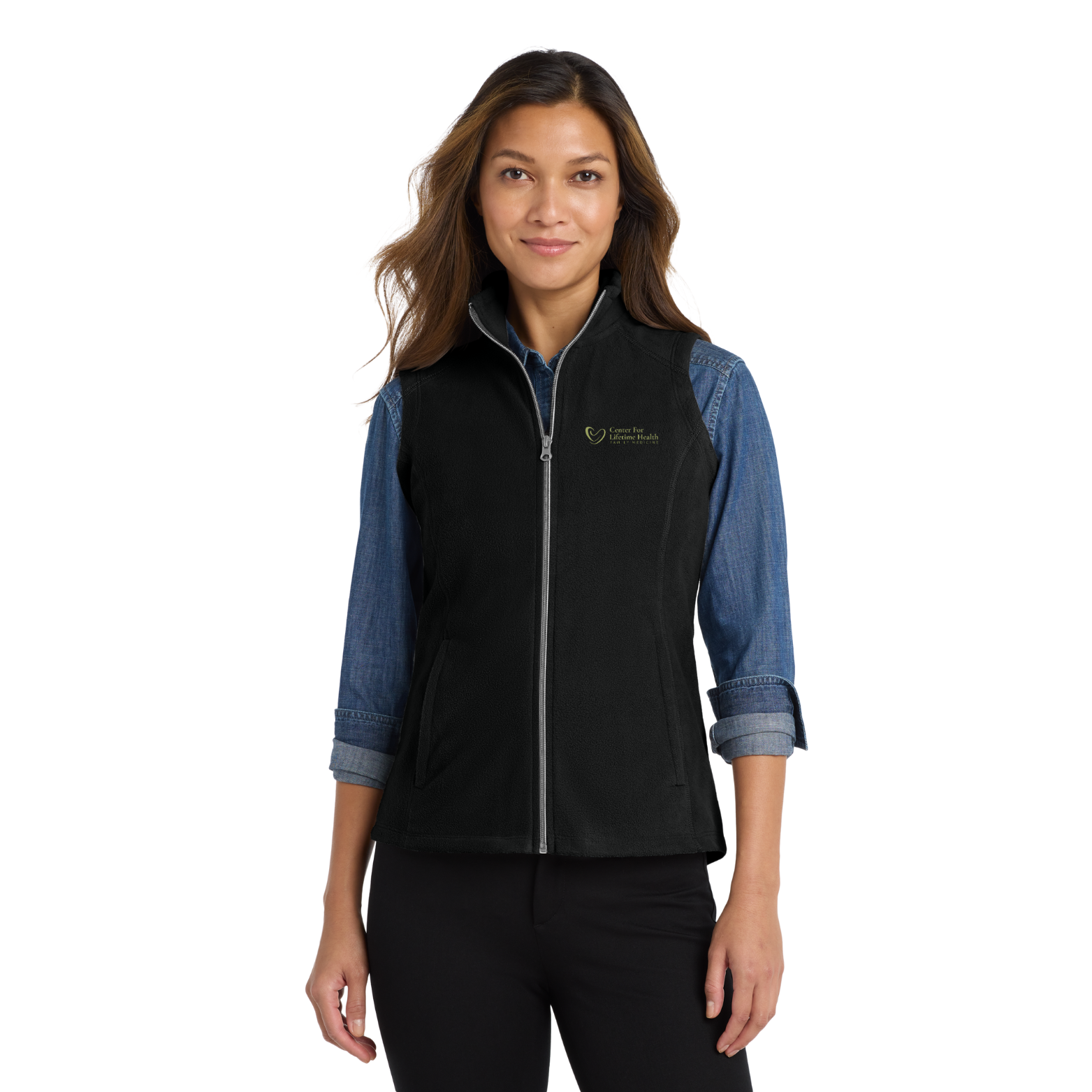 Center for Lifetime Health Women’s Microfleece Vest with Embroidered Logo on Left Chest