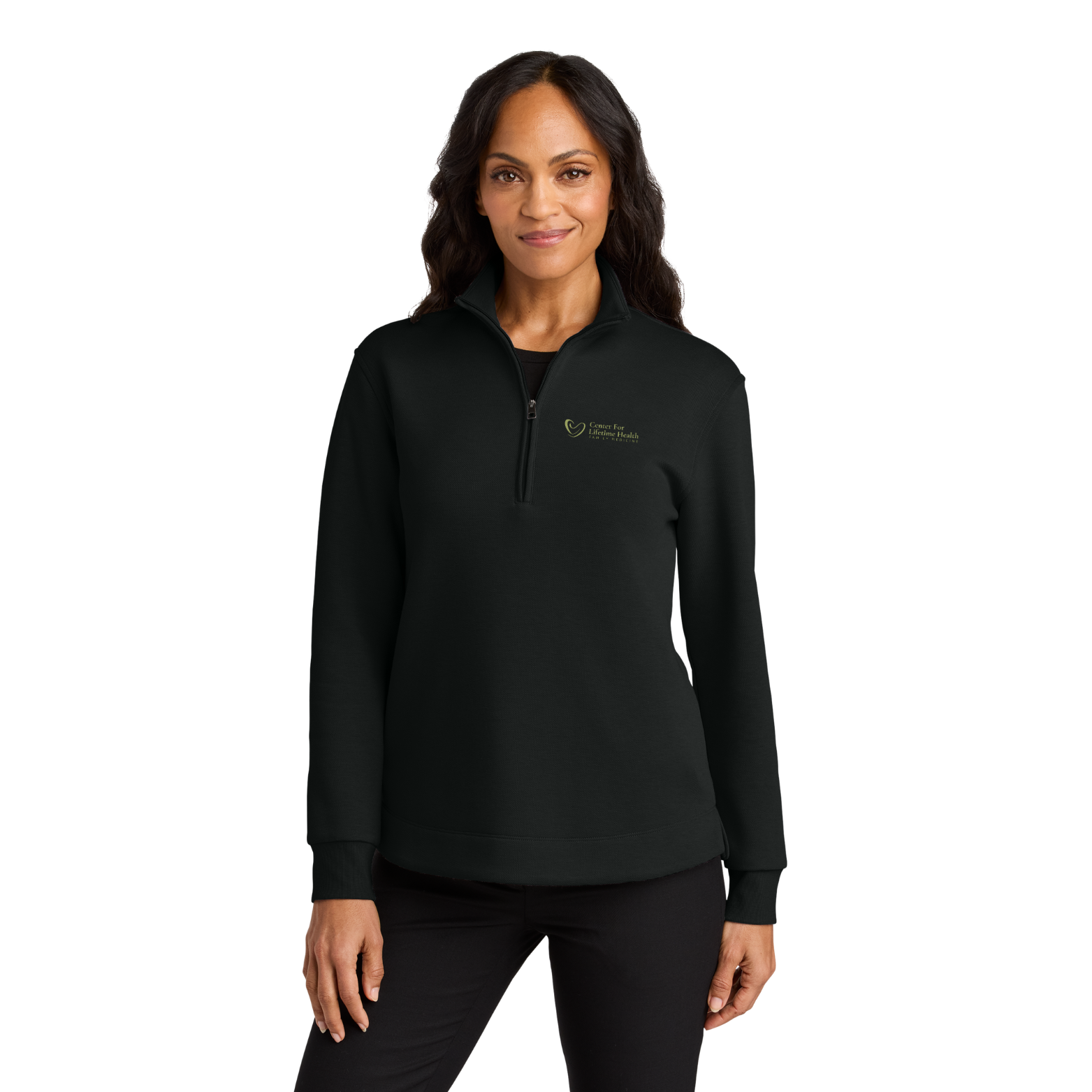 Center for Lifetime Health Women’s Wearever Signature Double Pique 1/4-Zip with Embroidered Logo on Left Chest
