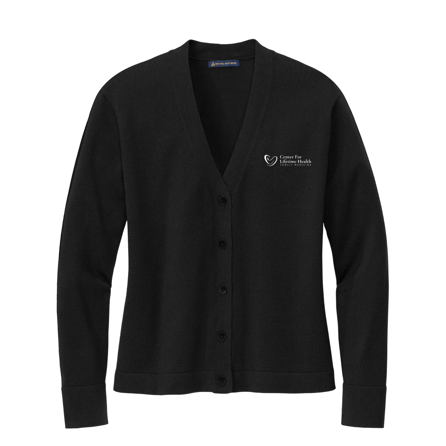 Center for Lifetime Health Women’s Cotton Stretch Cardigan Sweater with Embroidered Logo on Left Chest