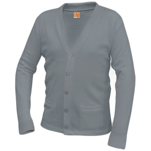 A+ V-Neck Cardigan Sweater in Grey Heather