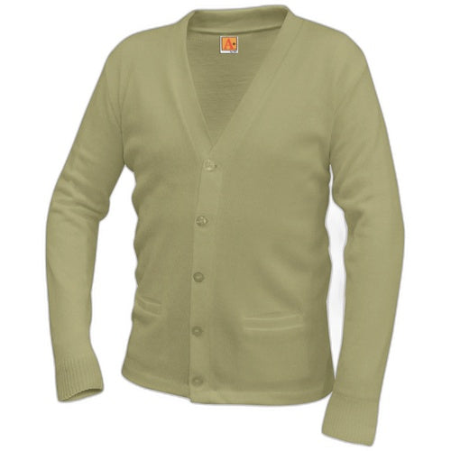 A+ V-Neck Cardigan Sweater in Khaki