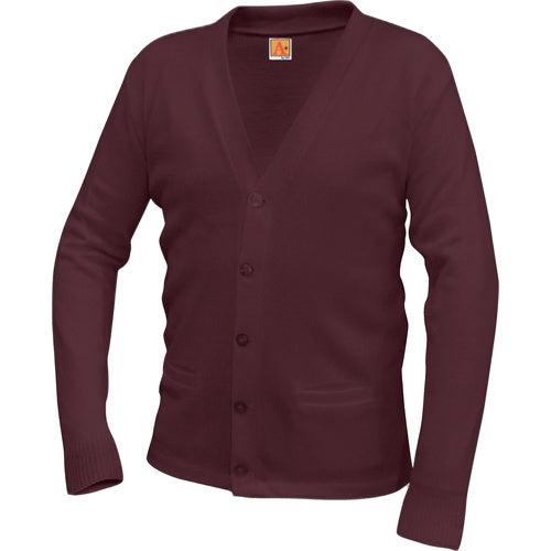 A+ V-Neck Cardigan Sweater in Mulberry