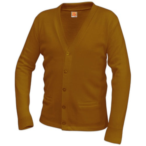 A+ V-Neck Cardigan Sweater in Old Gold