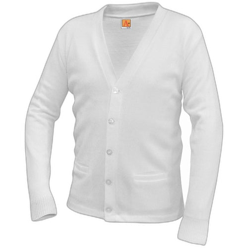 A+ V-Neck Cardigan Sweater in White