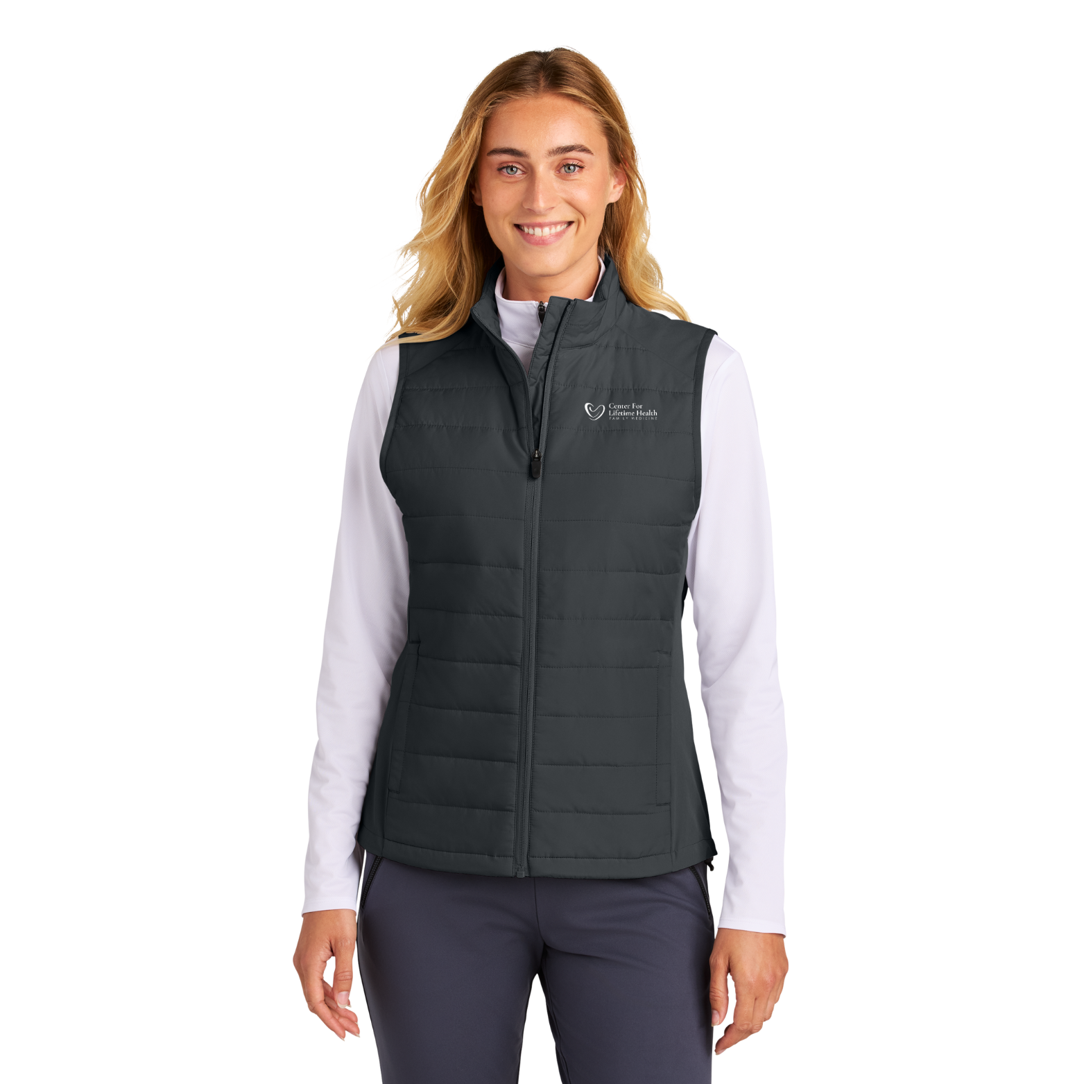 Center for Lifetime Health Women’s Teknical Hybrid Vest with Embroidered Logo on Left Chest