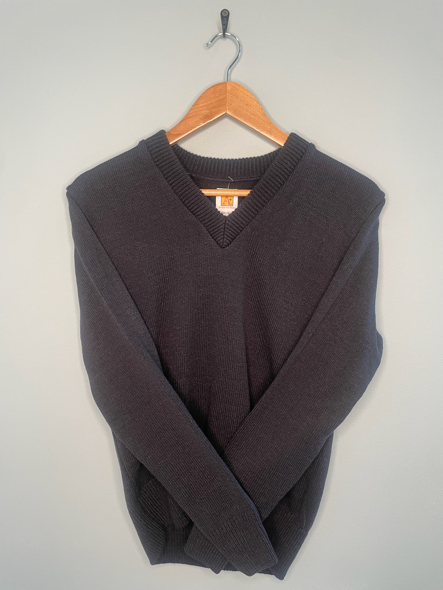 A+ V-Neck Sweater in Black