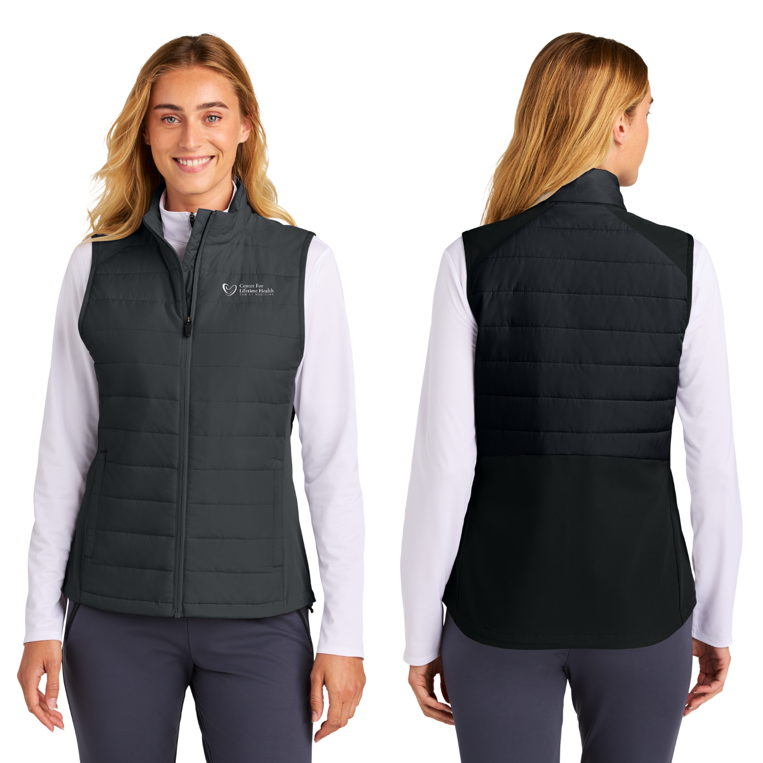Center for Lifetime Health Women’s Teknical Hybrid Vest with Embroidered Logo on Left Chest