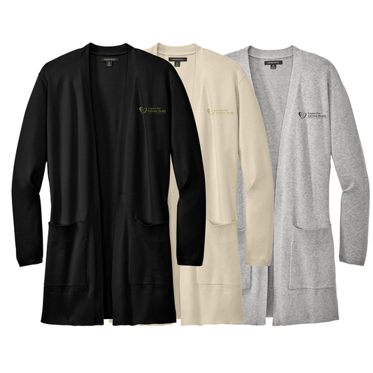 Center for Lifetime Health Women’s Open-Front Cardigan Sweater with Embroidered Logo on Left Chest
