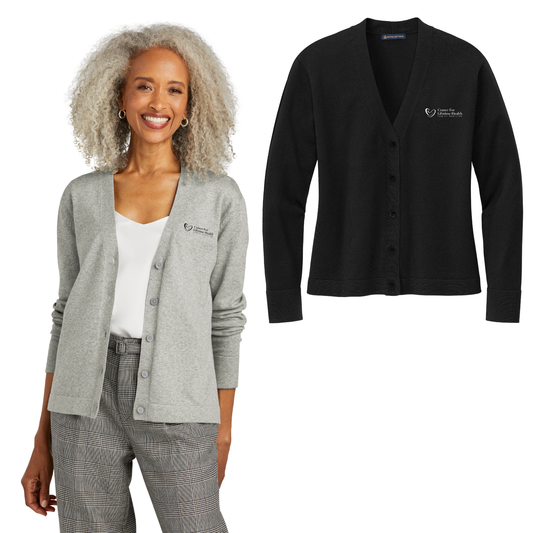 Center for Lifetime Health Women’s Cotton Stretch Cardigan Sweater with Embroidered Logo on Left Chest