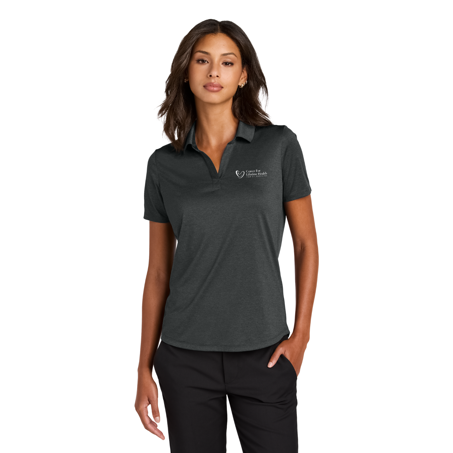 Center for Lifetime Health Women’s Recharge Jersey Polo with Embroidered Logo on Left Chest