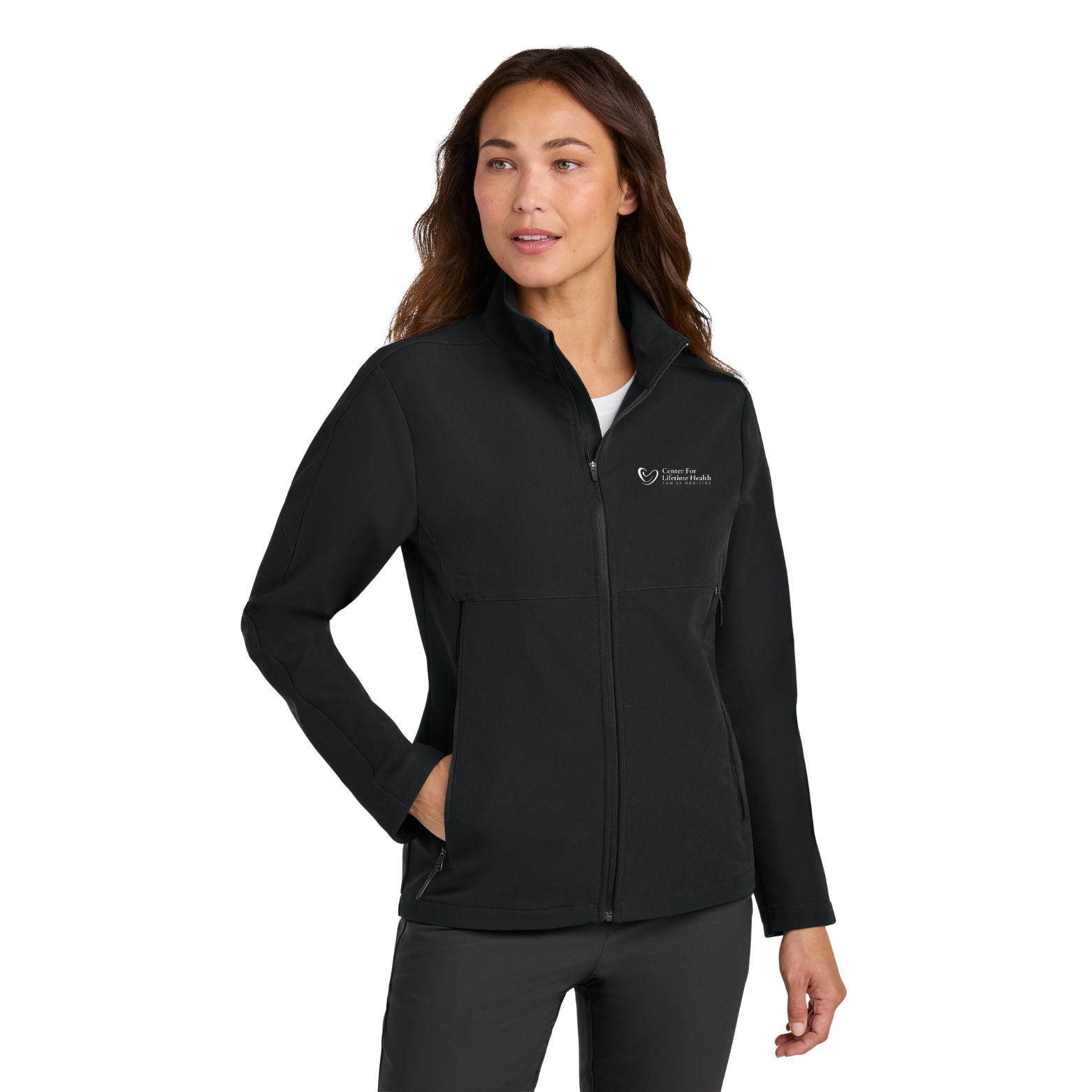 Center for Lifetime Health Women’s Full-Zip Soft Shell Jacket with Embroidered Logo on Left Chest