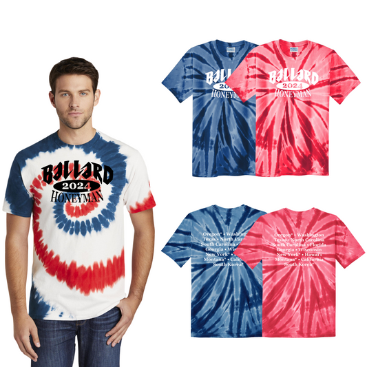 Ballard Port & Company Tie-Dye Tee with Screen Printed Logo on Front and Back