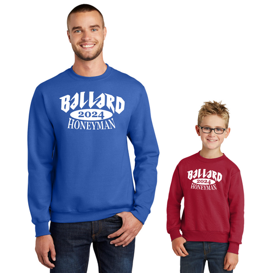 Ballard Port & Company Core Fleece Crewneck Sweatshirt with Screen Printed Logo