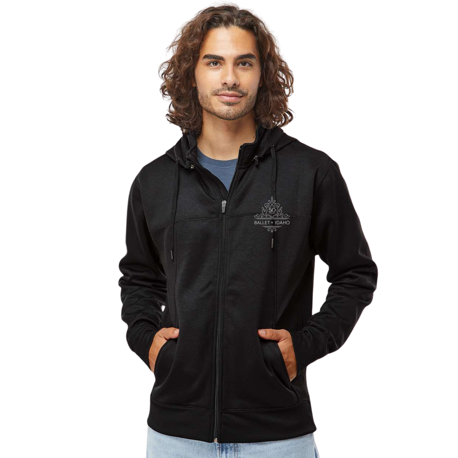 Ballet Idaho Limited Edition 50th Anniversary Independent Trading Co. Poly-Tech Full-Zip Hoodie with Logo