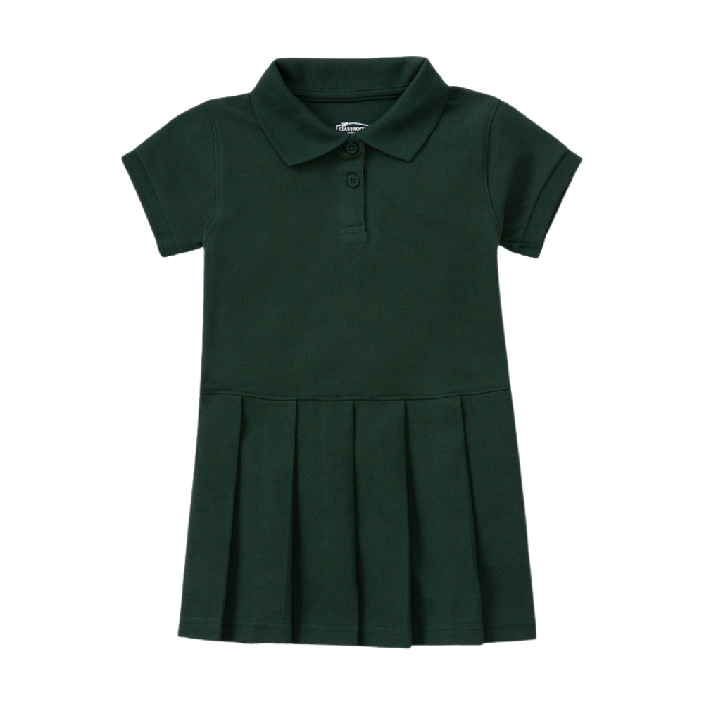 Classroom Female Pique Polo Dress in Hunter Green