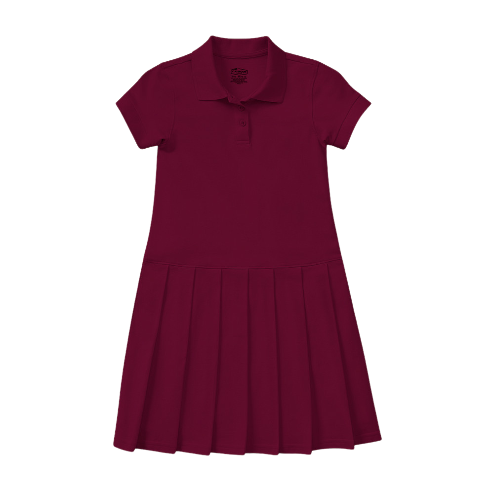 Classroom Female Pique Polo Dress in Burgundy