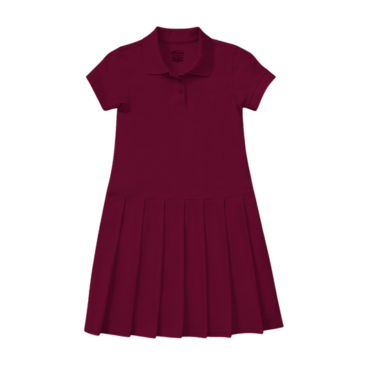 Classroom Female Pique Polo Dress in Burgundy
