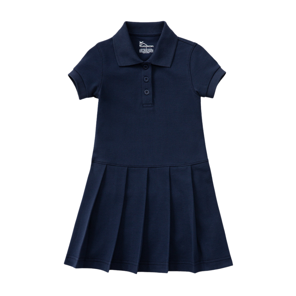Classroom Female Pique Polo Dress in Dark Navy