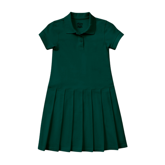 Classroom Female Pique Polo Dress in Hunter Green