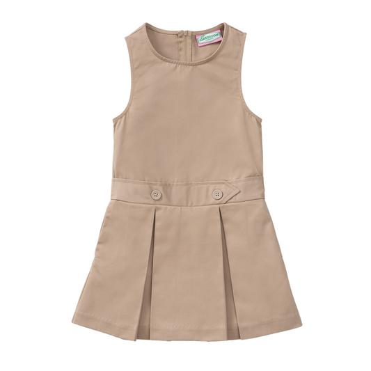 Classroom Female Kick Pleat Jumper in Khaki