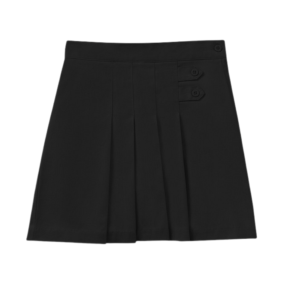 Classroom Female Stretch Pleated Tab Scooter Skort in Black