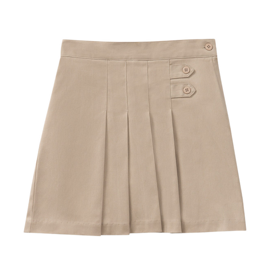Classroom Female Stretch Pleated Tab Scooter Skort in Khaki