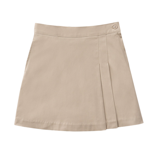 Classroom Female Stretch Double Pleated Scooter Skort in Khaki