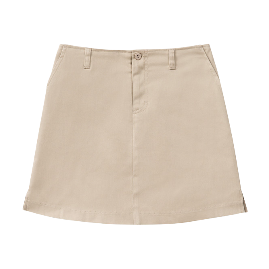 Classroom Female Stretch Fly Front Scooter Skort in Khaki