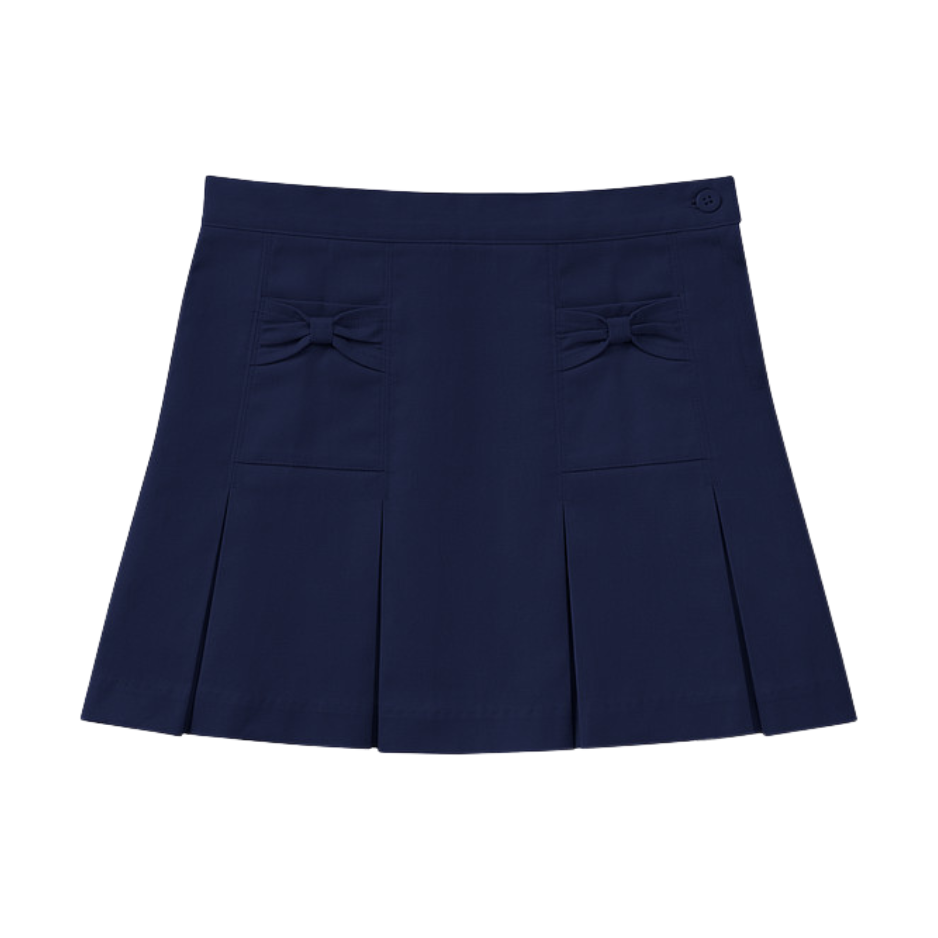 Classroom Female Stretch Bow Pocket Scooter Skort in Dark Navy
