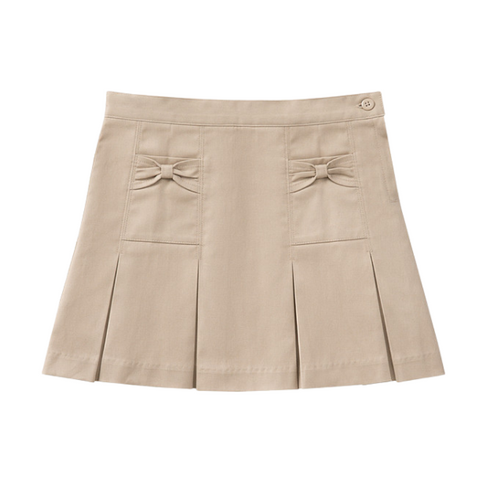 Classroom Female Stretch Bow Pocket Scooter Skort in Khaki