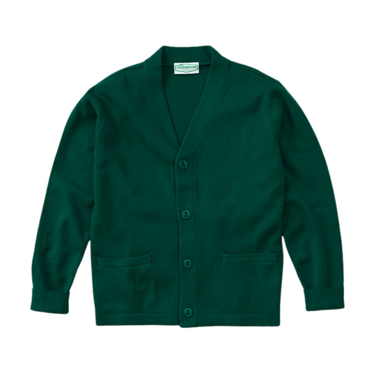 Classroom Unisex V-Neck Cardigan Sweater in Hunter Green