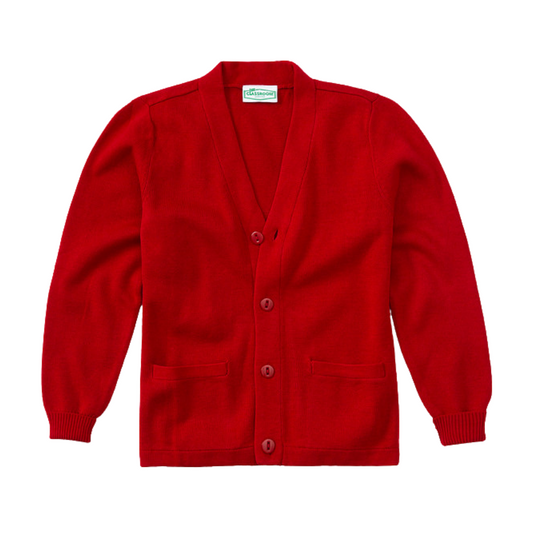 Classroom Unisex V-Neck Cardigan Sweater in Red
