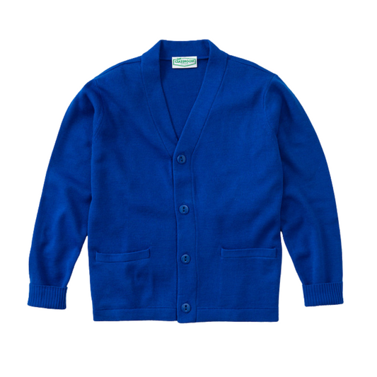 Classroom Unisex V-Neck Cardigan Sweater in Royal