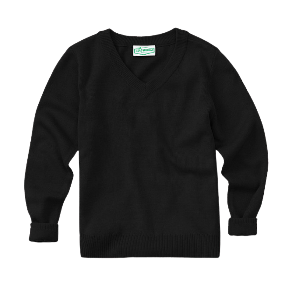 Classroom Unisex V-Neck Sweater in Black