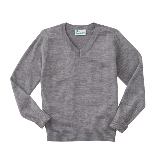 Classroom Unisex V-Neck Sweater in Heather Grey