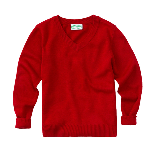 Classroom Unisex V-Neck Sweater in Red