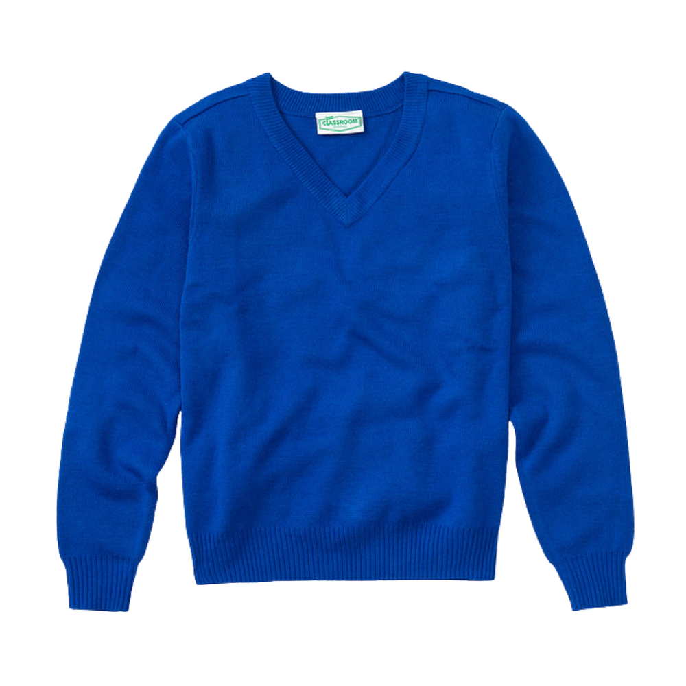 Classroom Unisex V-Neck Sweater in Royal