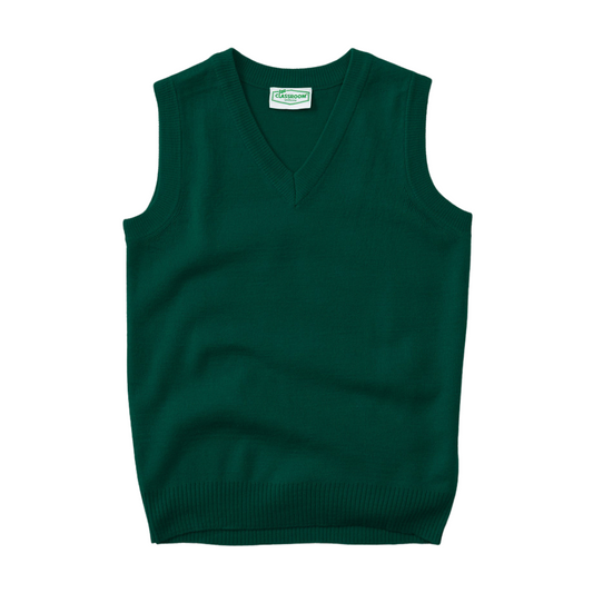 Classroom Unisex Sweater Vest in Hunter Green