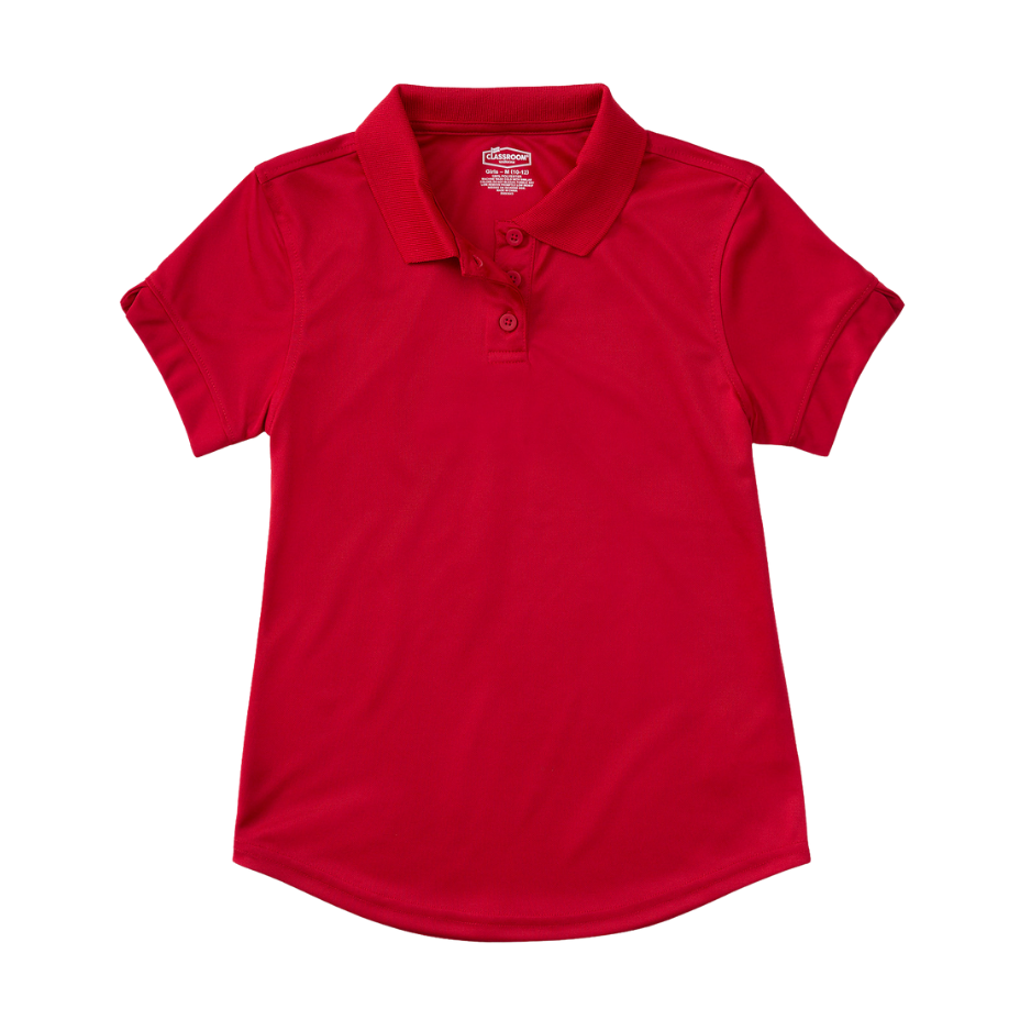 Classroom Female Short Sleeve Polo in Red