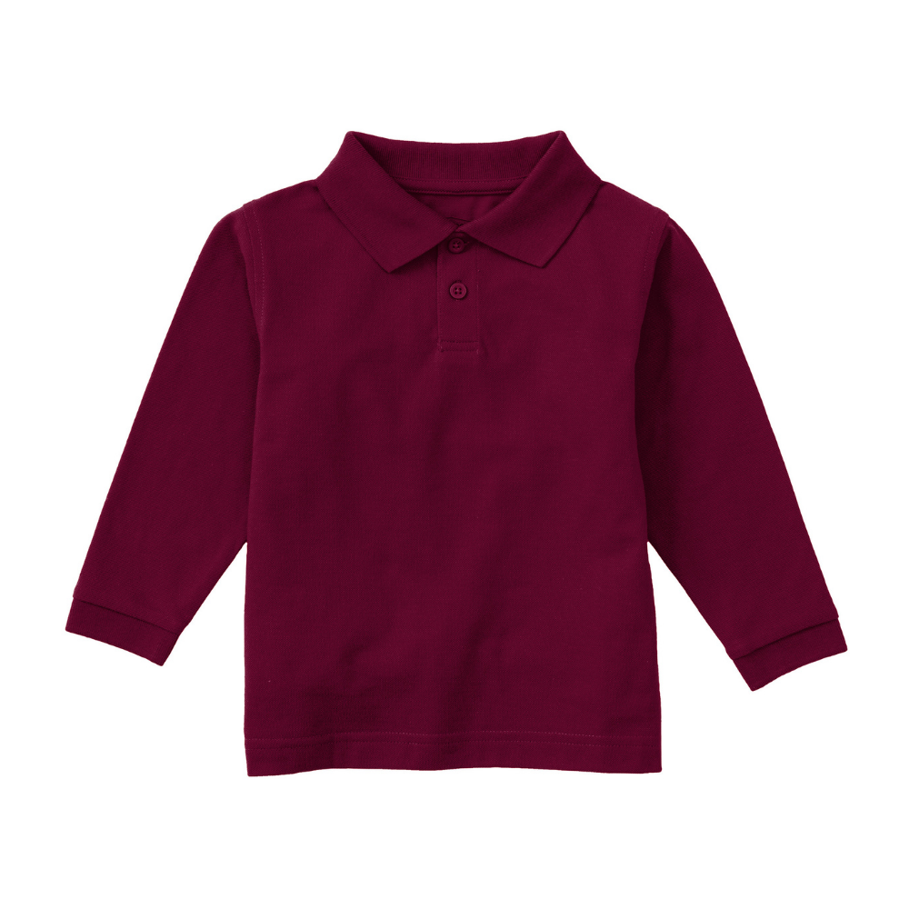 Classroom Unisex Long Sleeve Polo in Burgundy