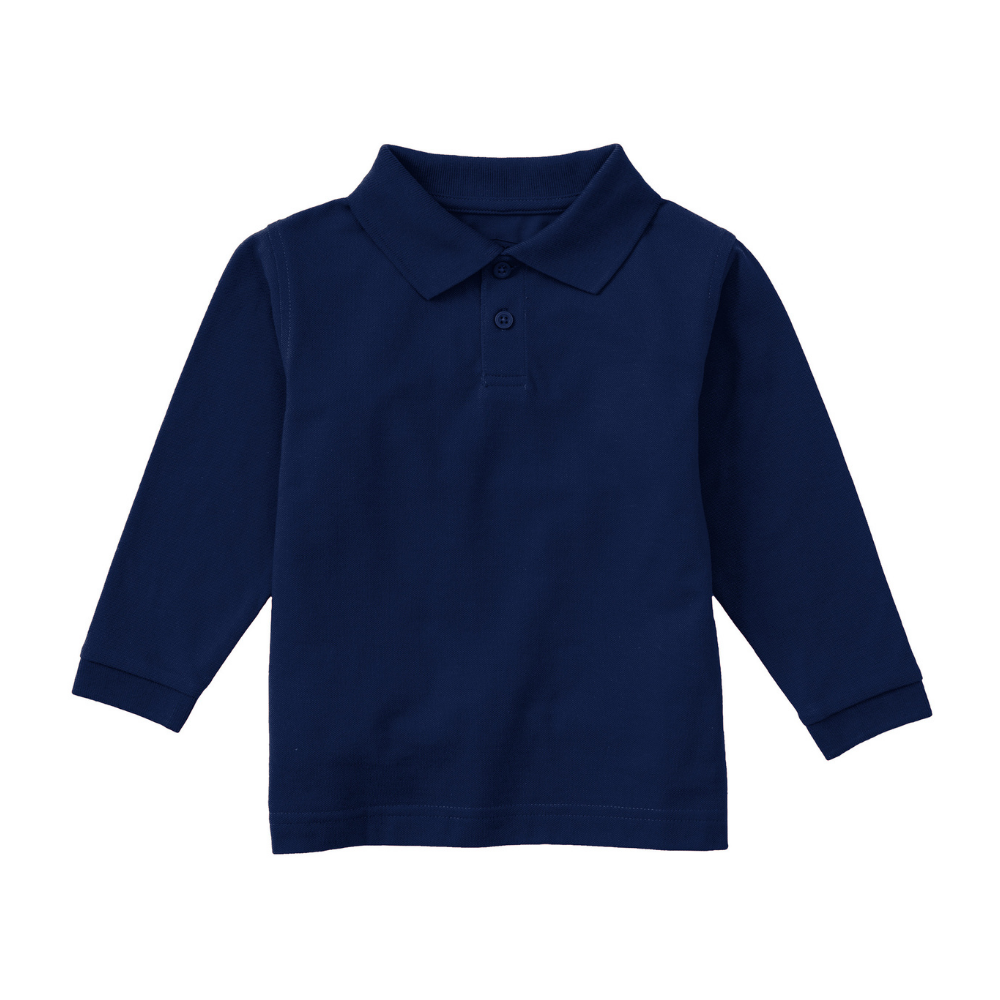 Classroom Unisex Long Sleeve Polo in Navy