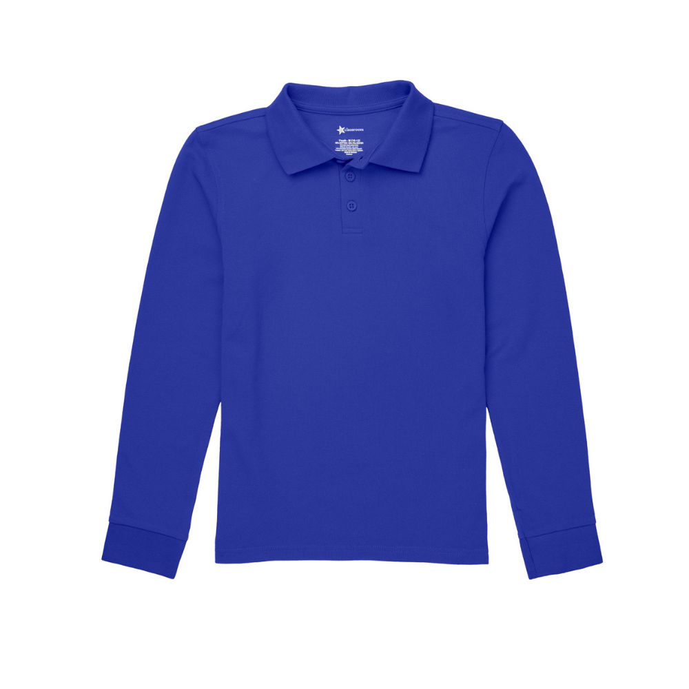 Classroom Unisex Long Sleeve Polo in Royal