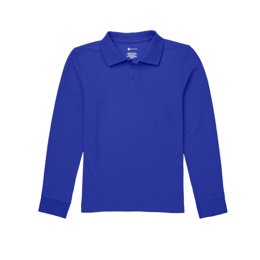 Classroom Unisex Long Sleeve Polo in Royal
