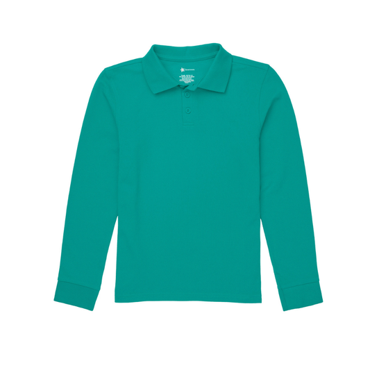 Classroom Unisex Long Sleeve Polo in Teal