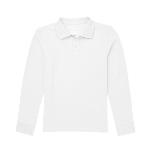 Classroom Unisex Long Sleeve Polo in White