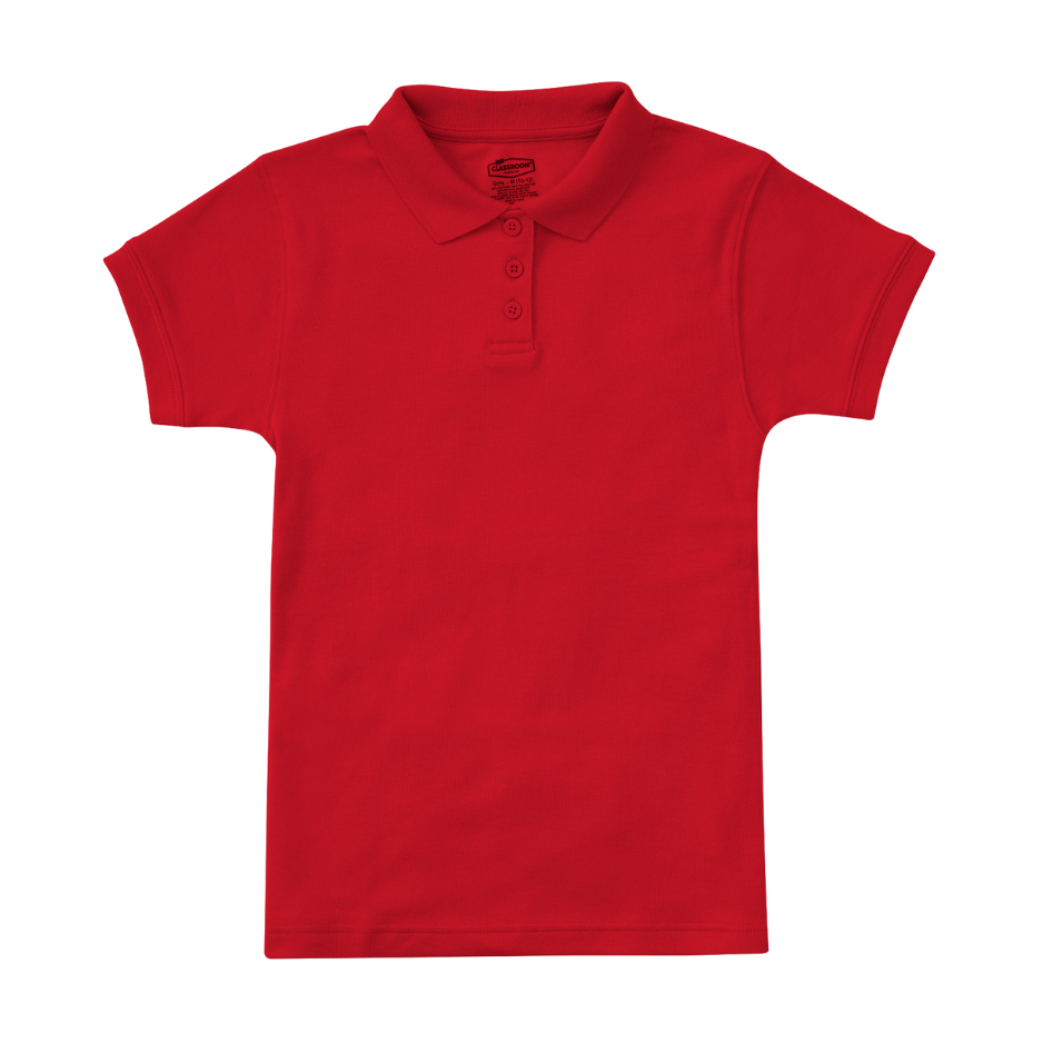Classroom Female Short Sleeve Polo in Red