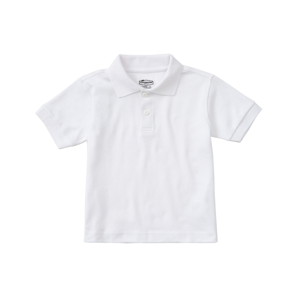 Classroom Unisex Short Sleeve Polo in White